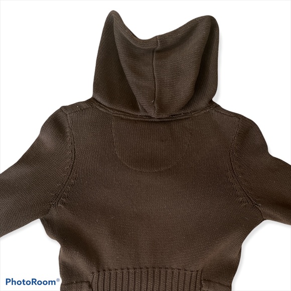 ANTHROPOLOGIE SPARROW TIE FRONT BROWN KNIT HOODED SWEATER. FRONT POCKETS, SZ: M - Picture 6 of 8